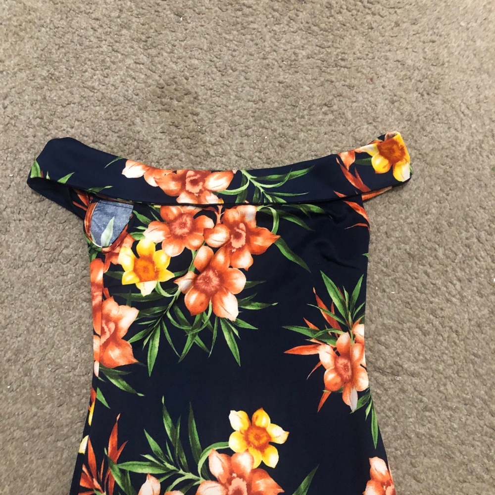 DNA couture Navy One-Shoulder Floral Bodycon Dress with Orange BloomsSize M - Picture 3 of 11